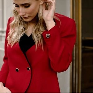Vintage Red and Black Wool Blazer